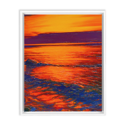Lake Ontario Sunset Oil Painting Framed Canvas Wraps - Find the Beautiful