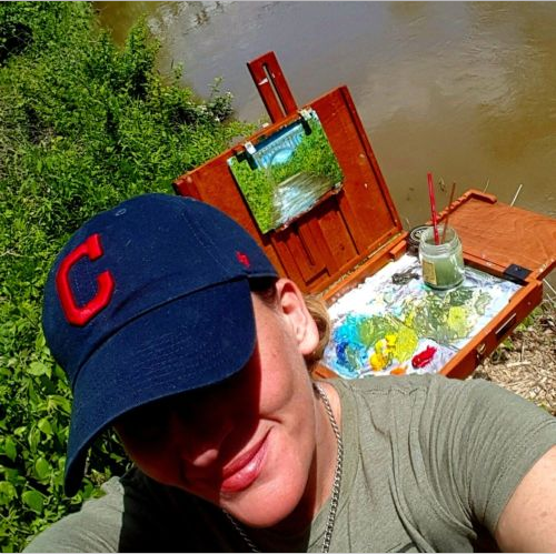 Artist Rebecca Grantham Painting on-site Plein air