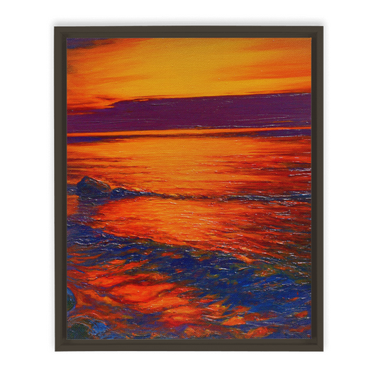 Lake Ontario Sunset Oil Painting Framed Canvas Wraps - Find the Beautiful