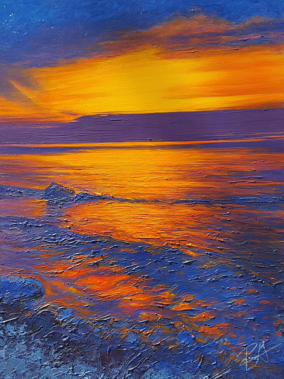 Lake Sunset No. One Original Large Painting - Find the Beautiful