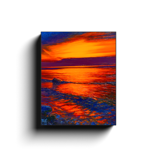 Lake Ontario Sunset Oil Painting Canvas Wraps - Find the Beautiful