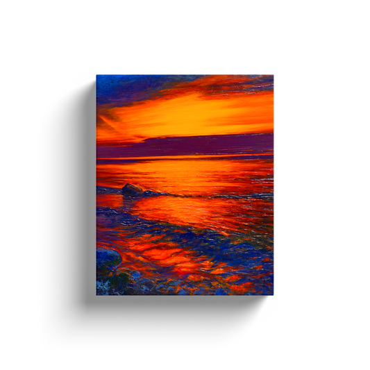 Lake Ontario Sunset Oil Painting Canvas Wraps - Find the Beautiful